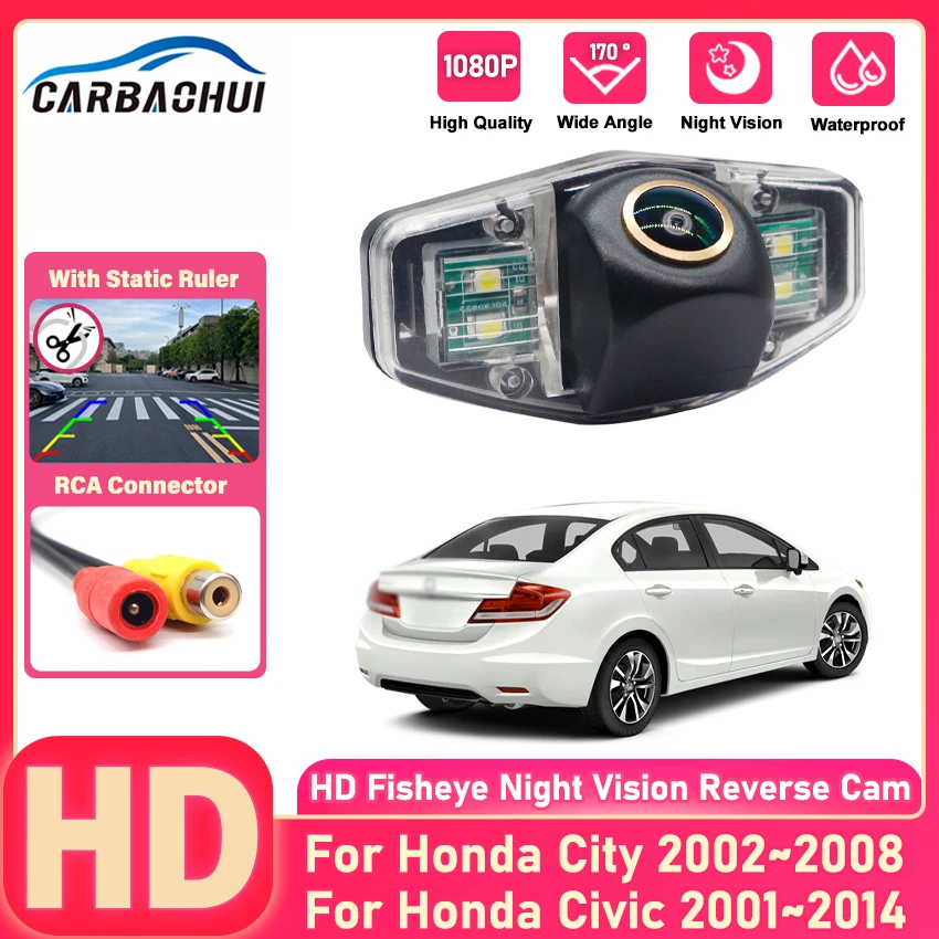 Goldene Fisheye-Objektiv-Nachtsicht-HD-Rückfahrkamera CCD-Rückfahrkamera für Honda City 2002~2008 Civic 2001~2014.