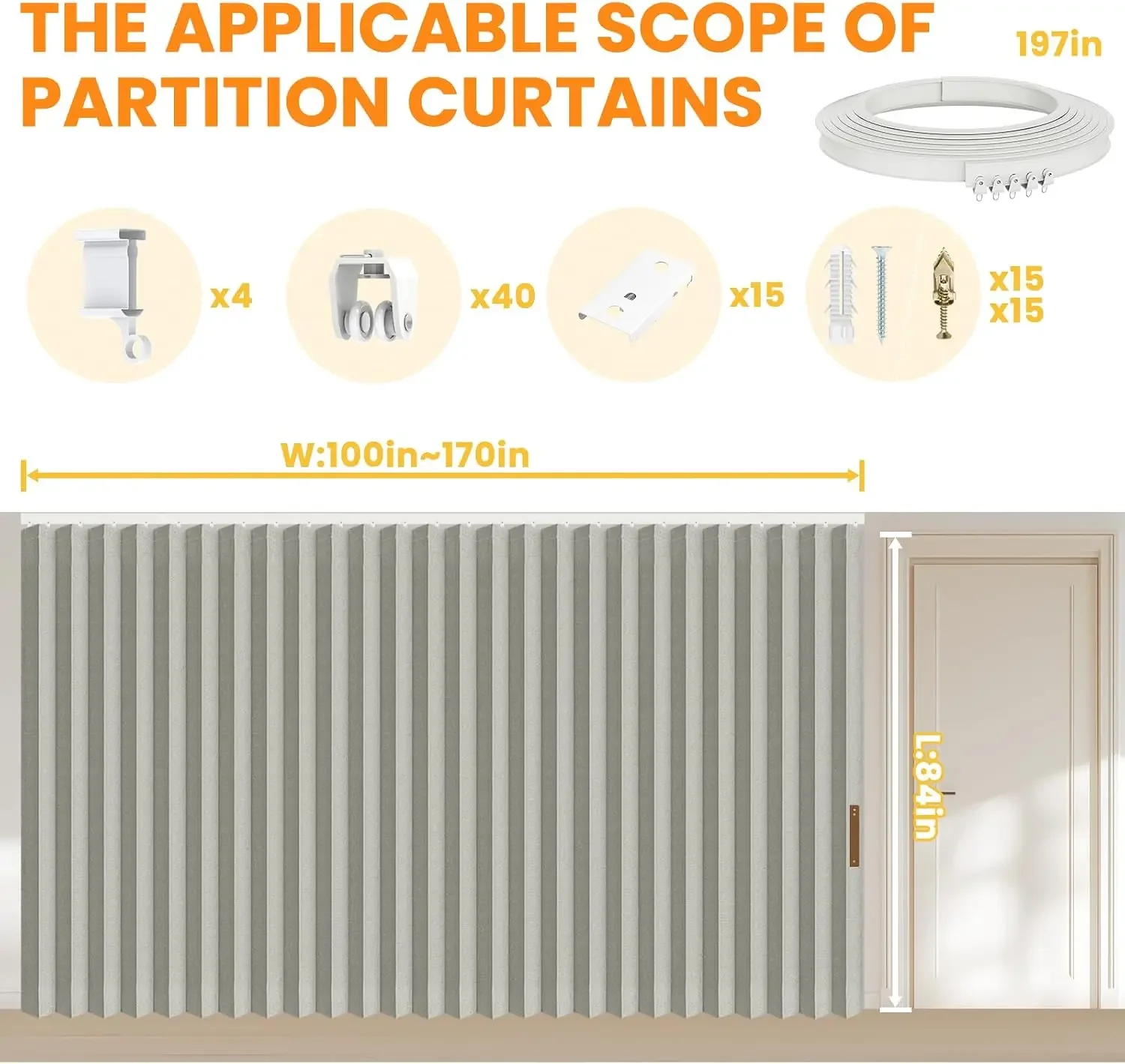 BestsellingRoom Divider Curtain Sets with Flexible Ceiling Track, Privacy Soundproof Curtain for Bedroom Office Patio Sliding Do