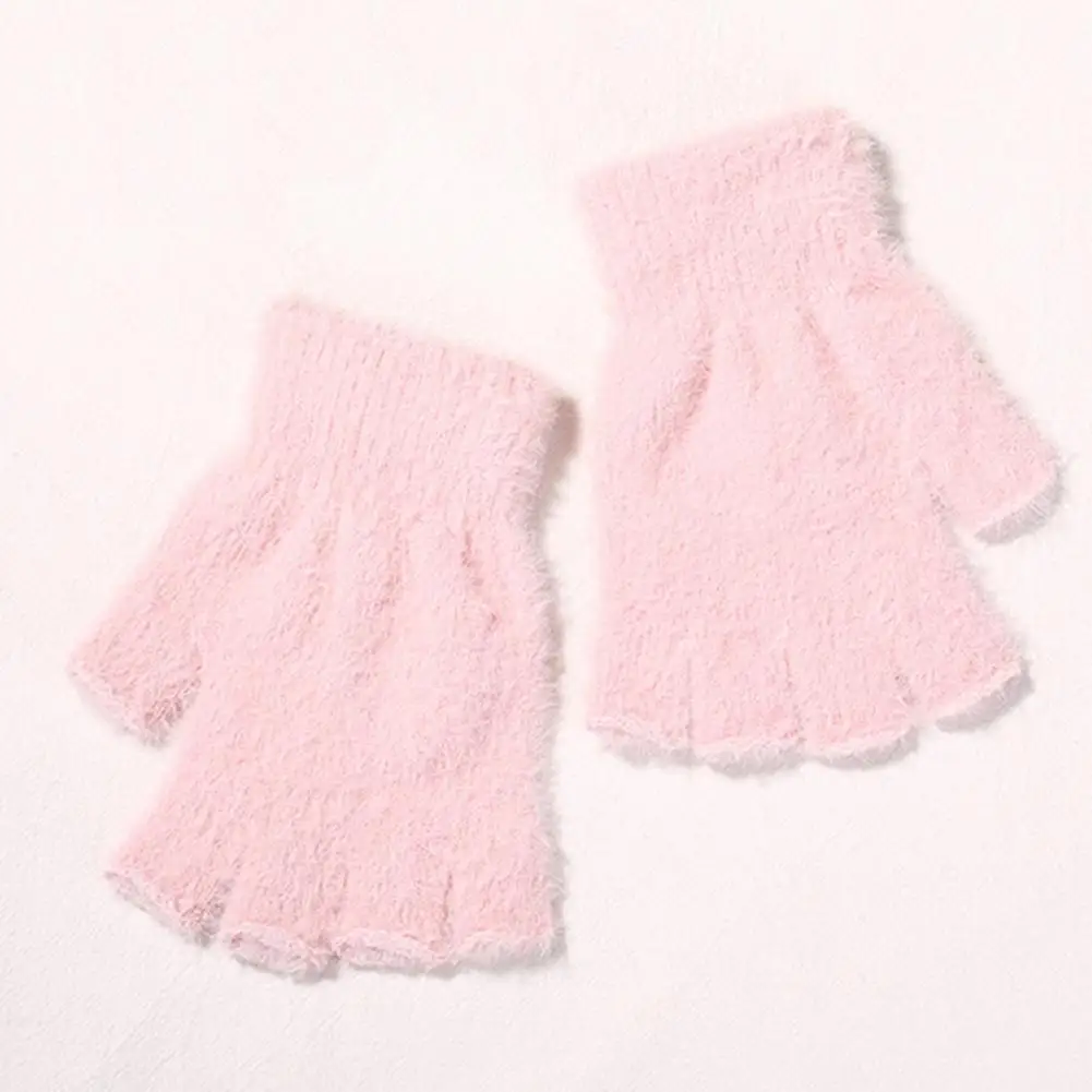 Fuzzy Fingerless Gloves Fuzzy Mittens with Flip Covers Warm Fingerless Gloves for Women Soft Half Finger Winter for Outdoor