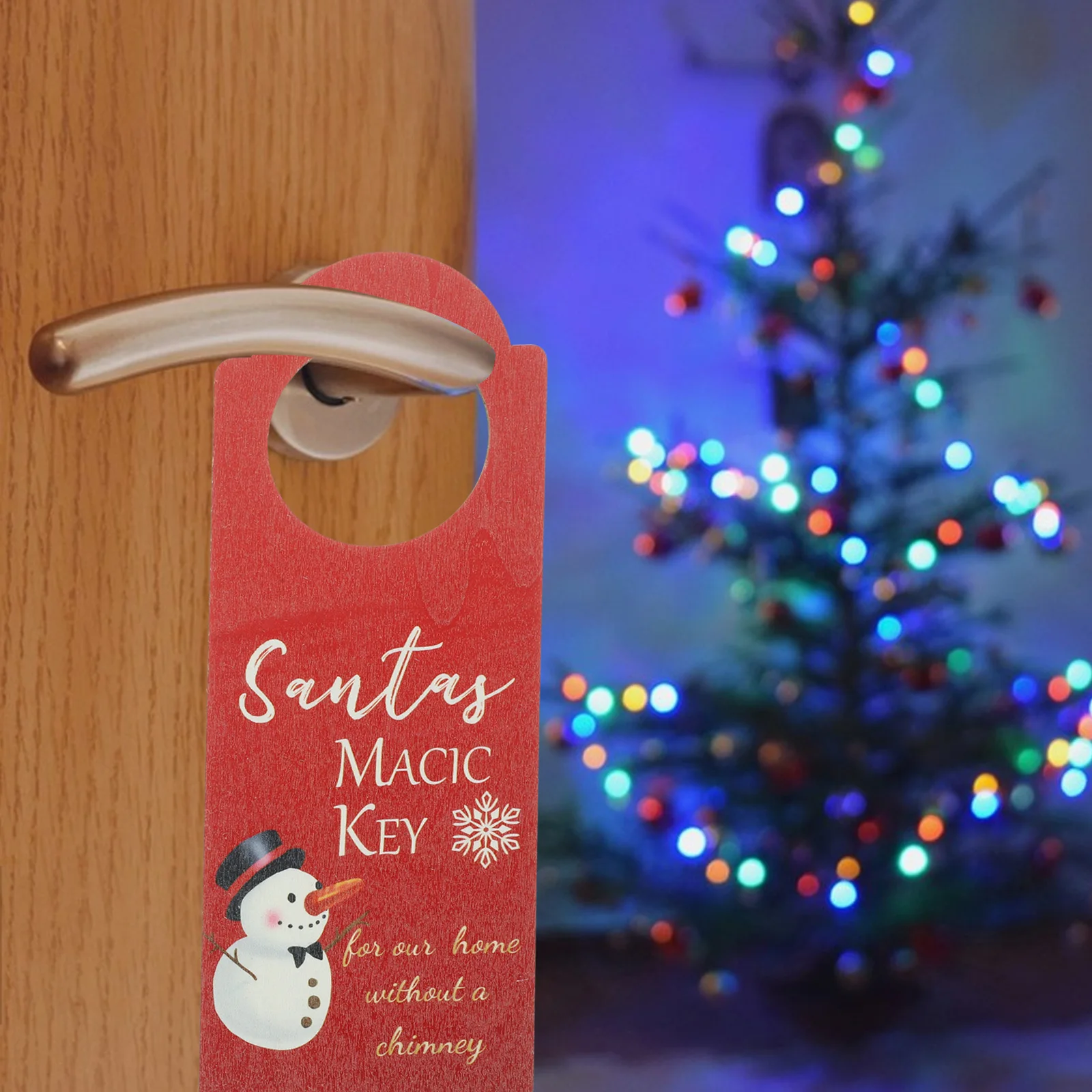 

5Pcs Xmas Door Hanging Decor Lightweight Christmas Wooden Pendant for Door Handle Party Store Home Festive Ornament