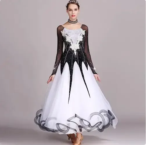 현대 댄스 드레스 여성 반짝 이는 라인 석 무대 1.3kg