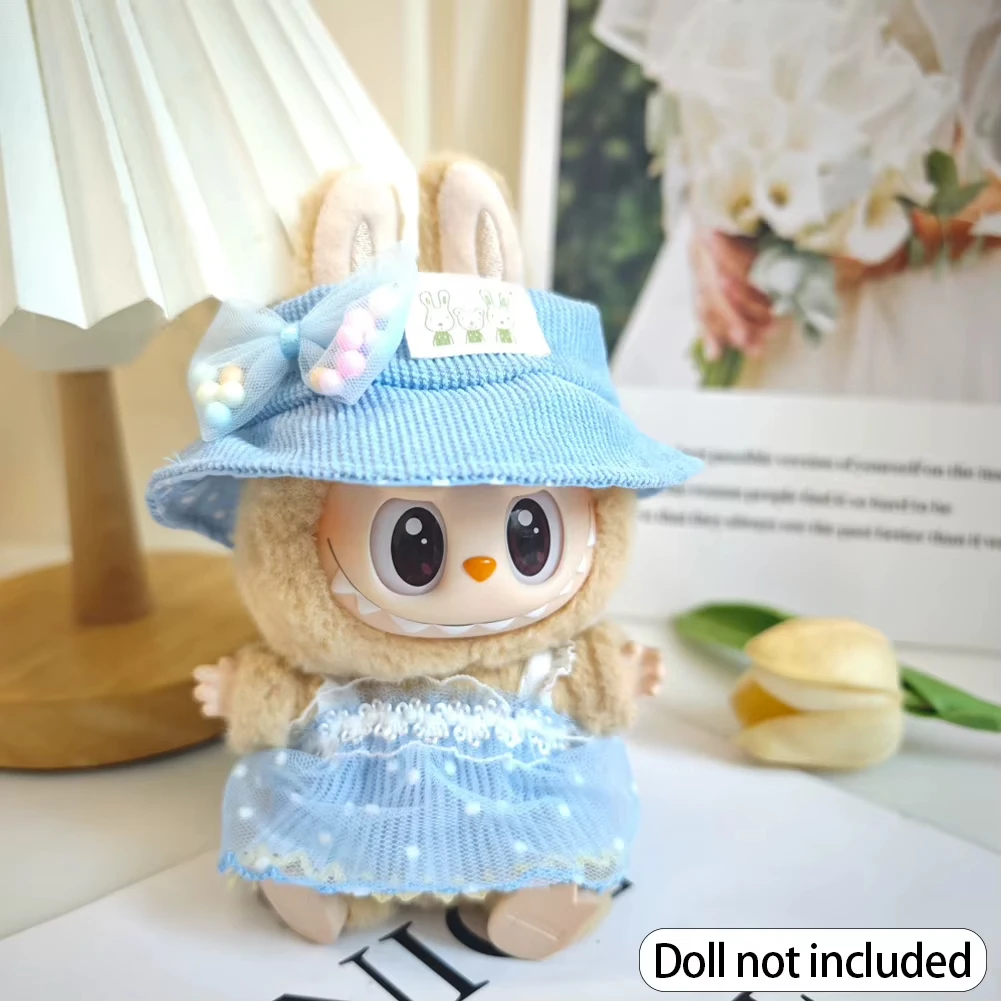 15/17cmビニール製ぬいぐるみ服 ラブブペンダント ラッキーパープルボウドレス ラブブV1/V2/V3服アクセサリー