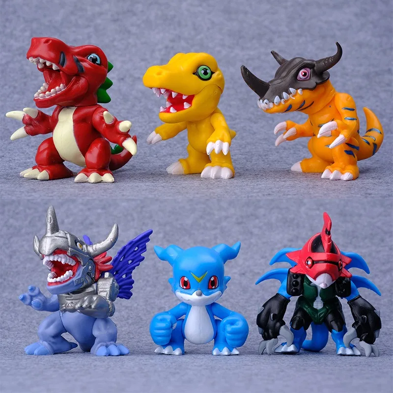 6 sztuk/zestaw cyfrowy potwór Anime V-mon Agumon Greymon figurki Model z pcv peryferyjne ozdoby dekoracyjne kolekcja prezenty zabawki