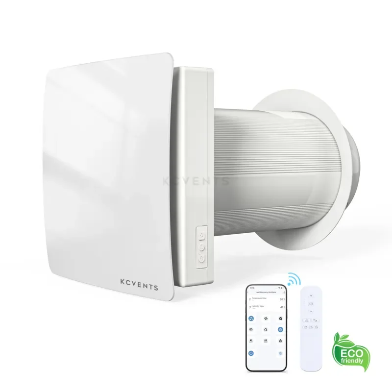 KCVents Single Room Wall HRV ERV Heat Energy Recovery Ventilator for Home Air Exchange Recuperator Tuya WiFi Ceramic Core