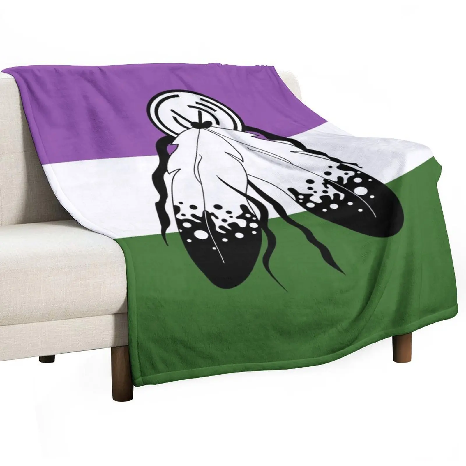 

Genderqueer Pride Flag Pattern with Two Spirited Feathers Throw Blanket cosplay anime Summer Beddings Sofa Throw Blankets