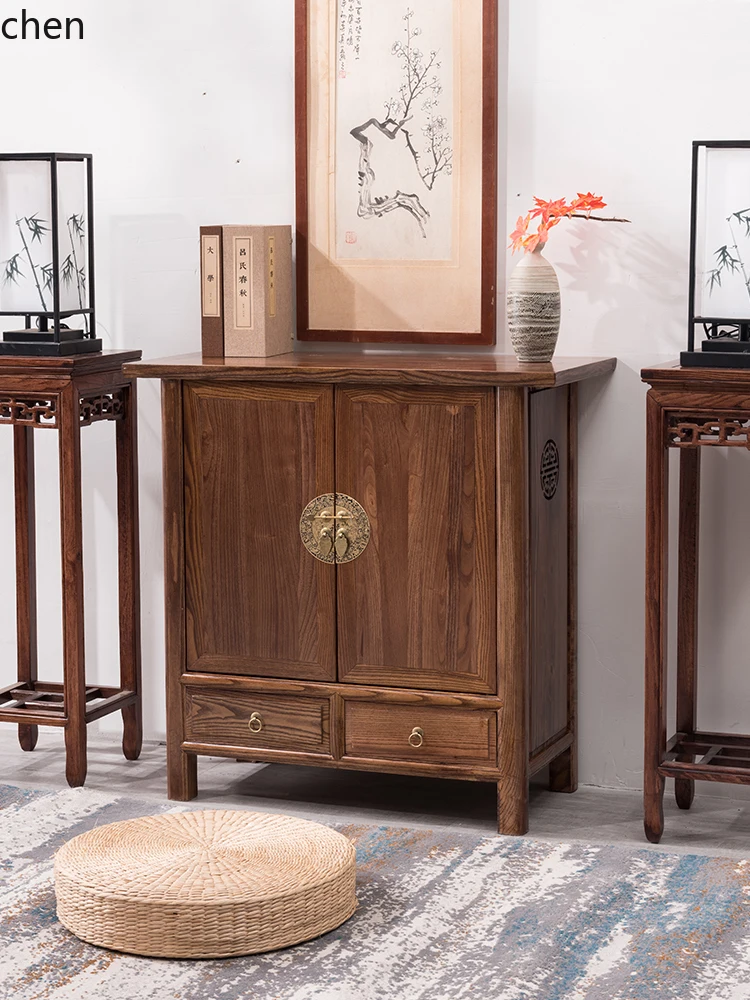 solid wood dining side cabinet shoe cabinet living room storage tea cabinet entrance antique