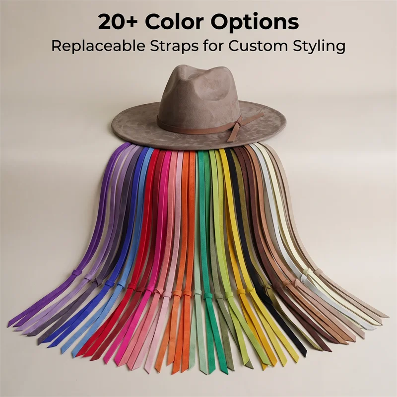 20+Color Suede Accessories Solid Color Adjustable Hat Straps and Waist Belts Compatible with Various Hat Styles