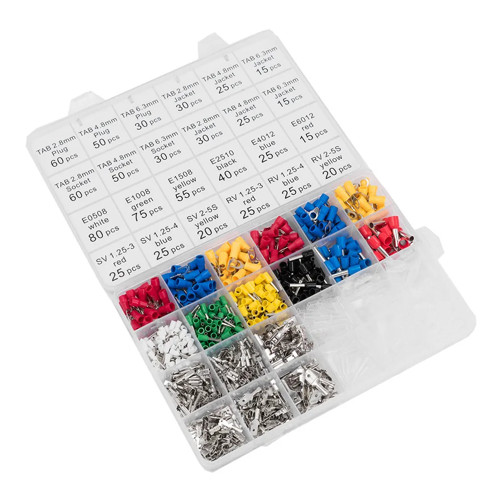 Terminais de fio ferramenta de friso mandíbula intercambiável isolado catraca crimper kit com 850 pces 0.5-6.0mm2 terminais isolados saco