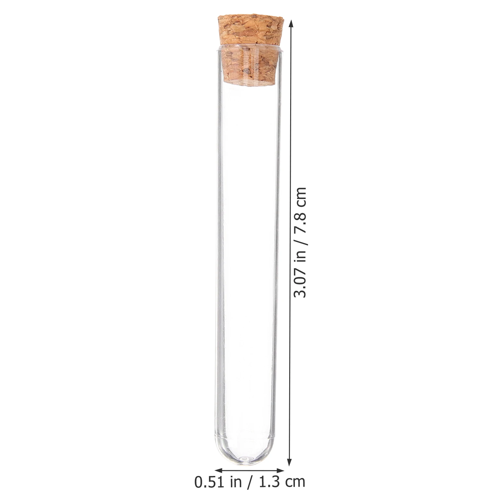 30PCS lab Test Tubes With Cork Clear Plastic Test Tube Wooden Plugs Test Bottle For Scientific Experiments Terrarium 7.8x1.3cm