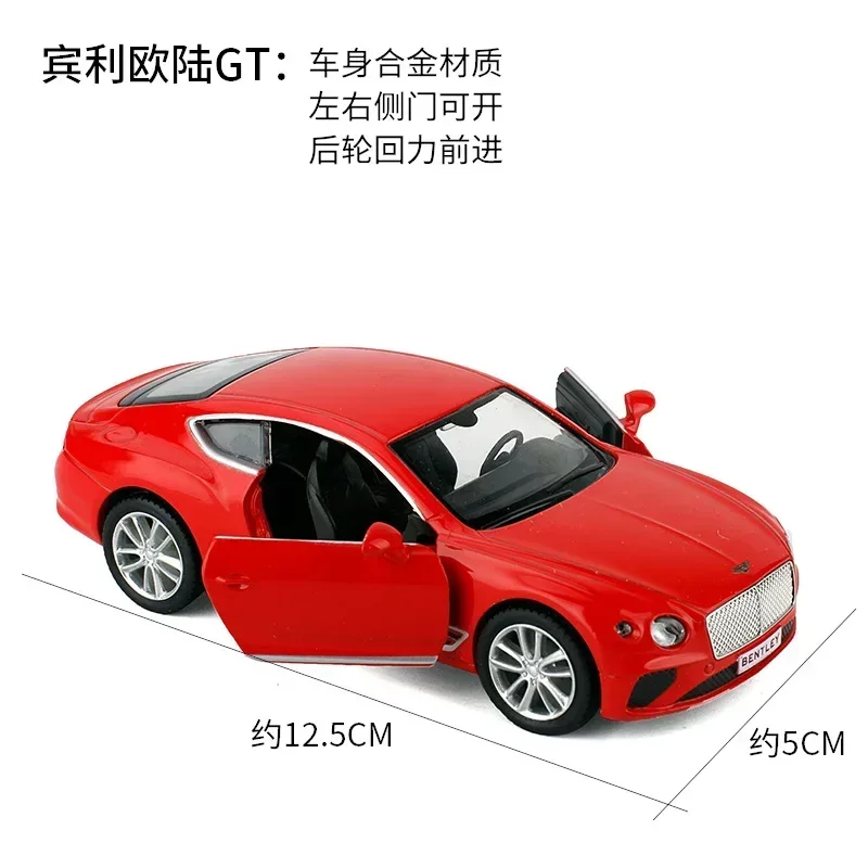 1:36 벤틀리 콘티넨탈 GT 럭셔리카 로고 하이 시뮬레이션 다이캐스트 자동차 금속 합금 모델 자동차, 어린이 장난감 컬렉션 선물 A544