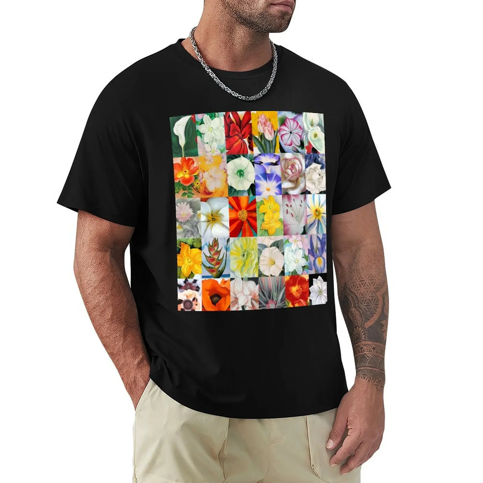Georgia O'Keeffe Flowers T-Shirt Stylish Print Short Sleeve Tee