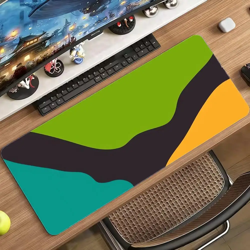 Modern Abstract Color Block Geometric Print Extended Gaming Mouse Pad Large Non Slip Rubber Mouse  For Home Office