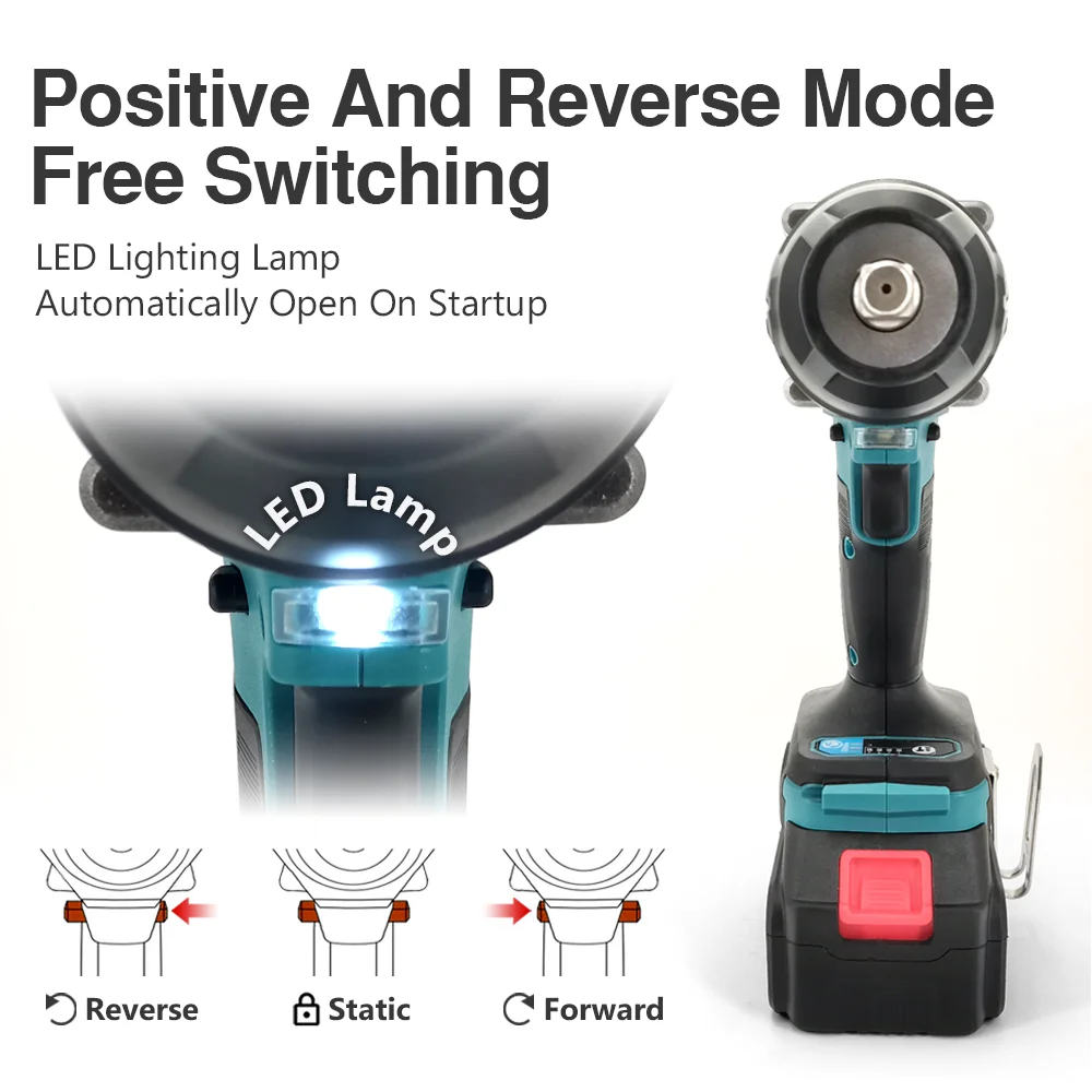 Imagem -04 - Chave de Impacto Elétrica Brushless Motorista de Carro sem Fio Ferramentas Elétricas Torque Máximo 1200n.m Makita 18v Bateria