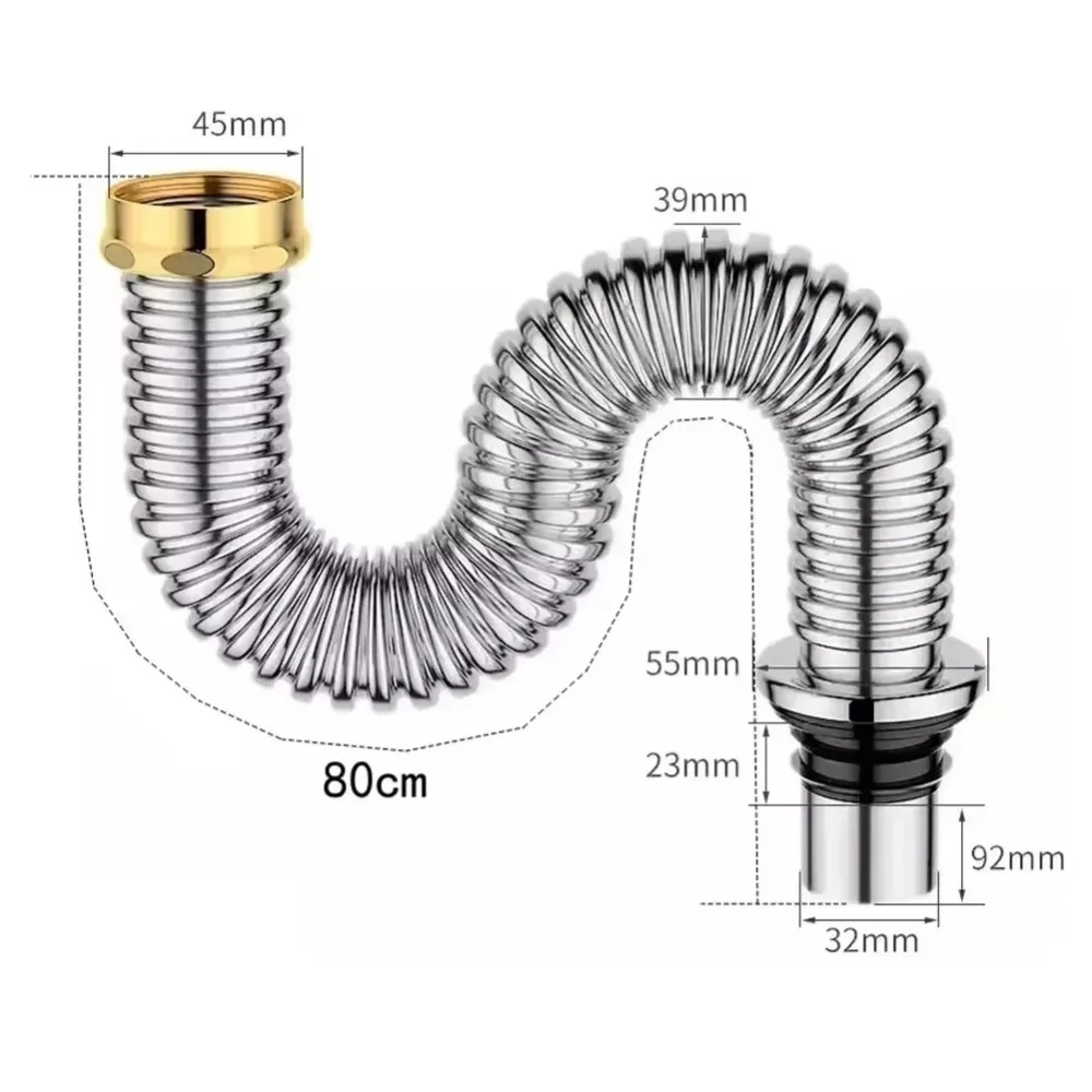 Stainless Steel Kitchen Sink Drain Pipe Water Hose Anti-odor Sink Strainer Connection Overflow Sewer Drainer Kitchen Accessories