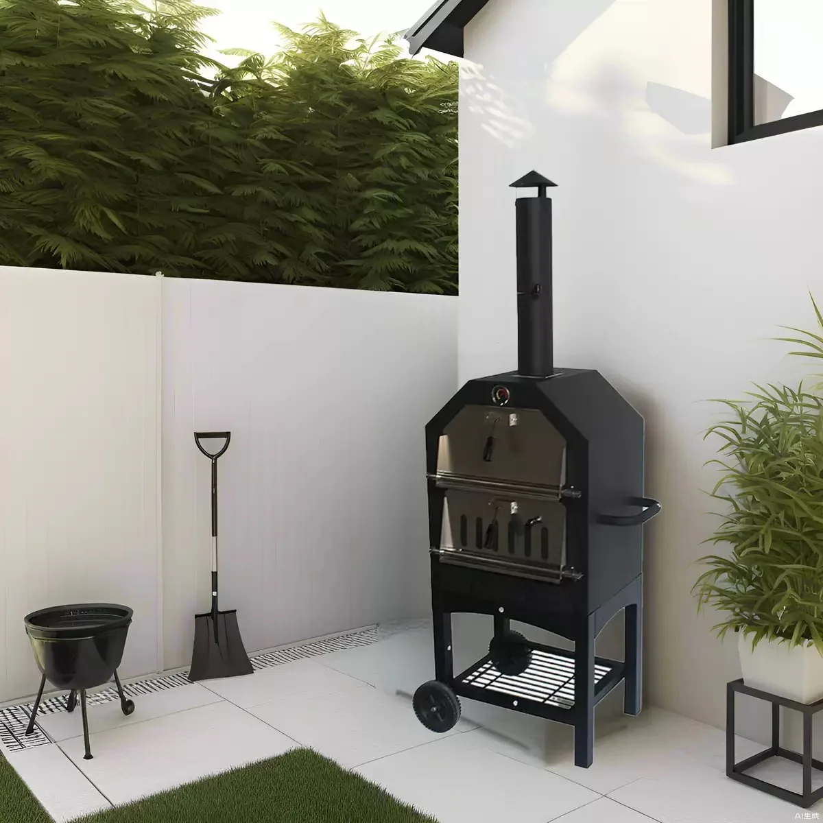 Parrilla de barbacoa para el hogar, cocina, patio trasero, actividades modernas de 16 pulgadas, horno portátil para Pizza al aire libre con fuego de madera y carbón