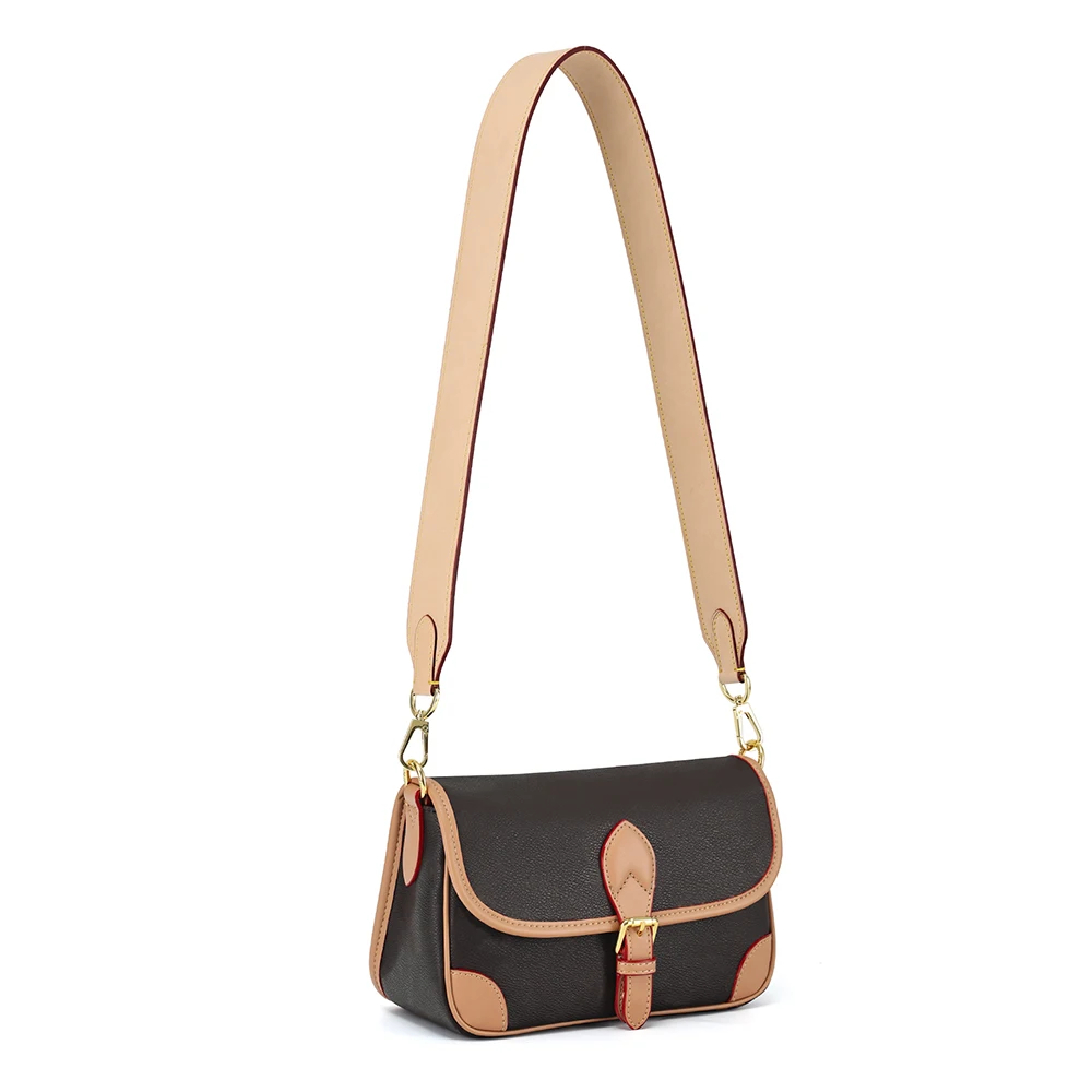 Shoulder strap accessories vegetable tanned cowhide bag replacement shoulder strap short wide strap leather women's bag strap
