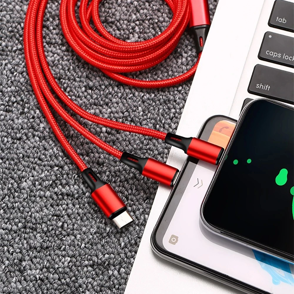 3 w 1 mikro rodzaj USB C kabel do ładowarki z wieloma portami Usb przewód ładujący Usb przewód do telefonu komórkowego Usbc dla typu-C/Ios/Android