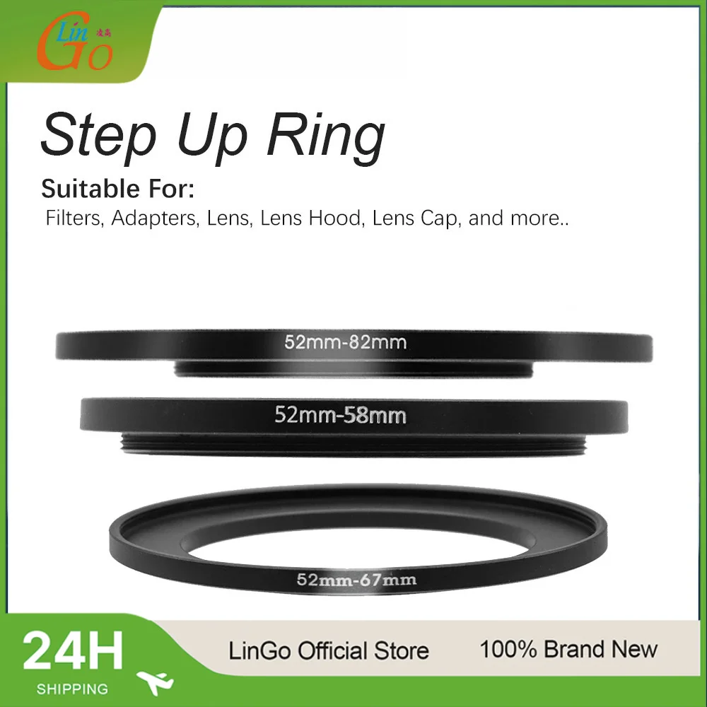 LinGo Aluminum Step Up/Down Filter Ring 52mm-82mm 52mm-58mm Filter Adapter Lens Adapter Step Up Adapter Ring