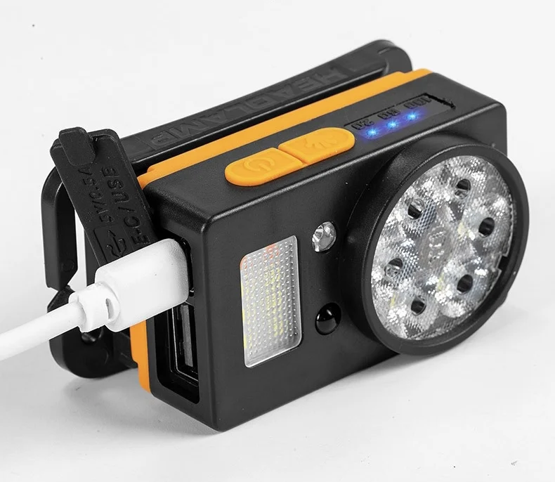 Quality Camping Fishing Head Torch Light With Sensor Switch 5 Flashing Mode Type C Charge Headlight Rotating Degree LED Headlamp