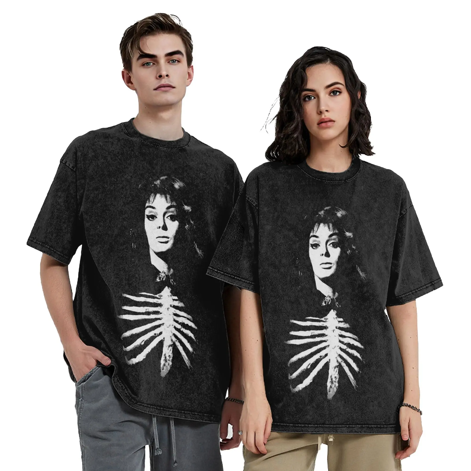 Barbara Steele Queen of Horror Scream Washed T Shirt Streetwear Hip Hop T-Shirts  Tees for Men Women Cotton Oversize Summer
