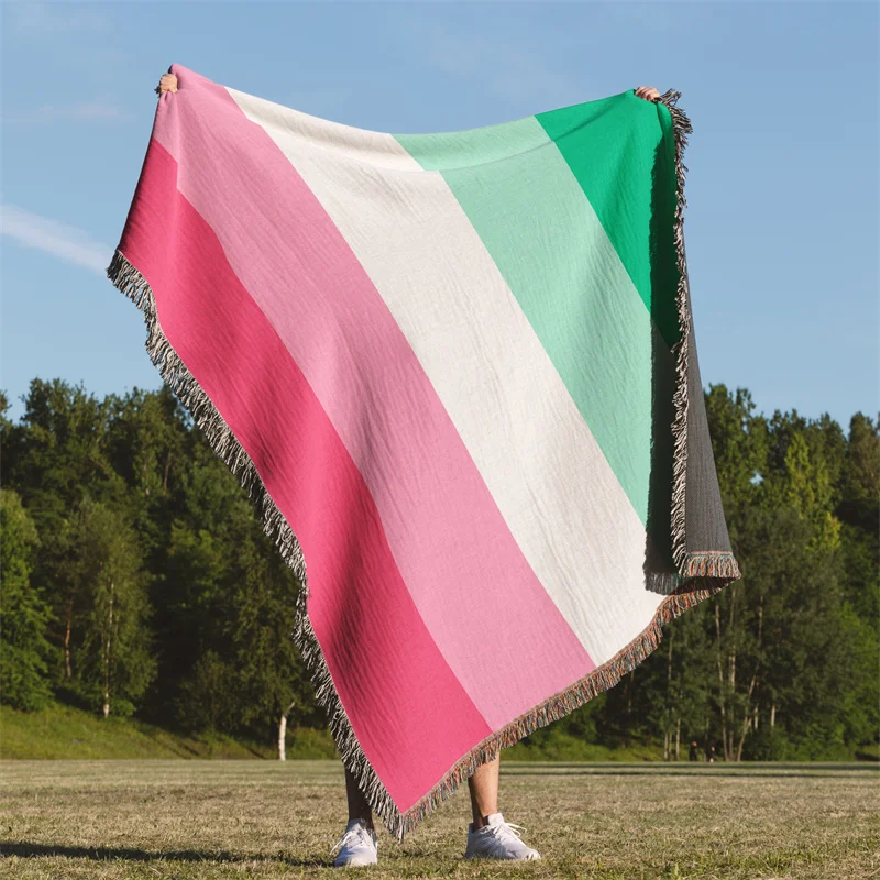 

Aertemisi Abrosexual Pride Flag Abrosexuality LGBT Rainbow Jacquard Fringed Woven Throw Blanket