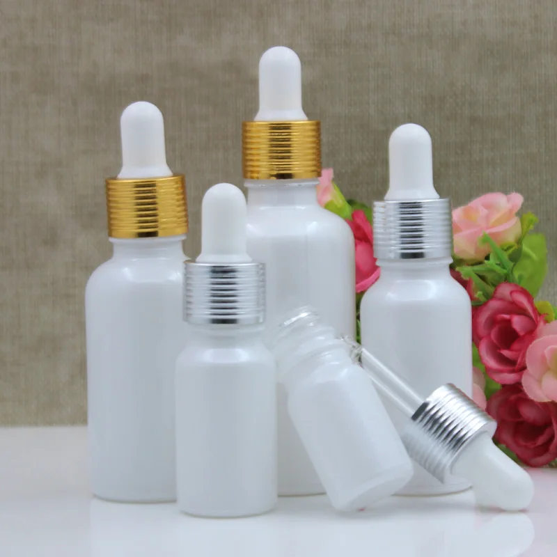 5ml10ml15ml20ml30ml50ml100ml white glass bottle dropper lid essential oil sample toner moisture lotion emulsion cosmetic packing