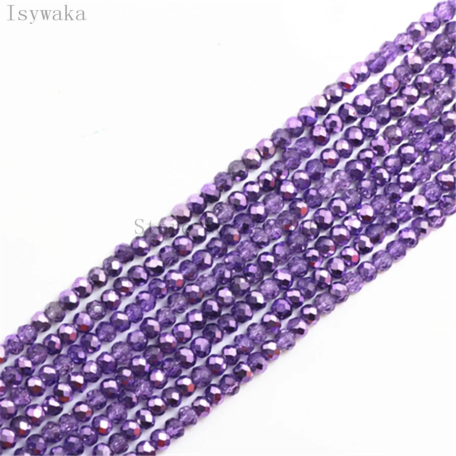 Isywaka Ran Light Purple 170pcs 2mm Rondelle  Austria faceted Crystal Glass Beads Loose Spacer Round Beads for Jewelry Making