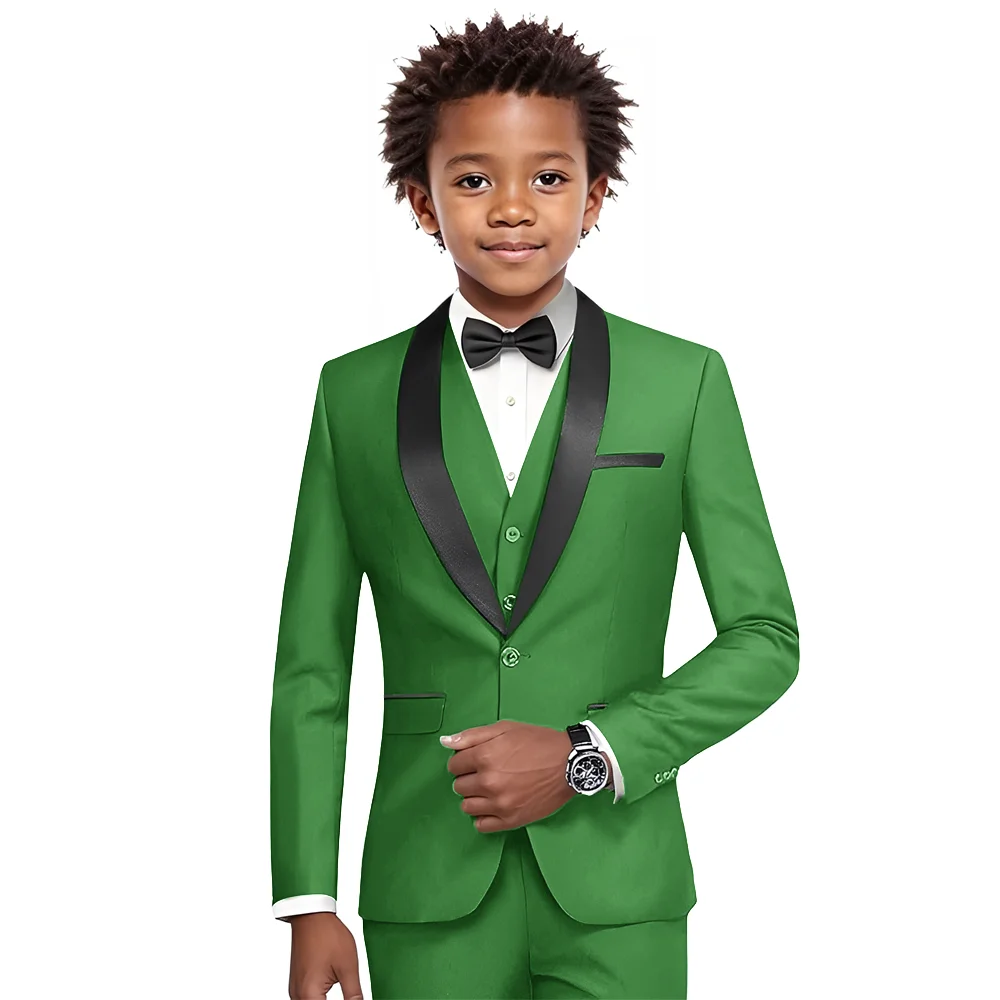 Txjojn Multi-colors Boys Shawl Lapel Suits 3 Pieces Banquet Party Outfit,Handsome Full Sleeve Kids Suit Set Wedding Guest Wear