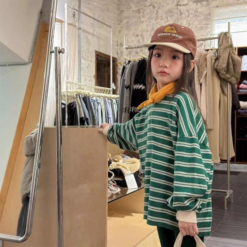 Herbst Baby Jungen Langarm Herbst Kleinkind Jungen Gestreifte Basic-Shirts Lockerer Rundhalskragen 1-6 Jahre Jungen Pullover Sweatshirt – Detail 19