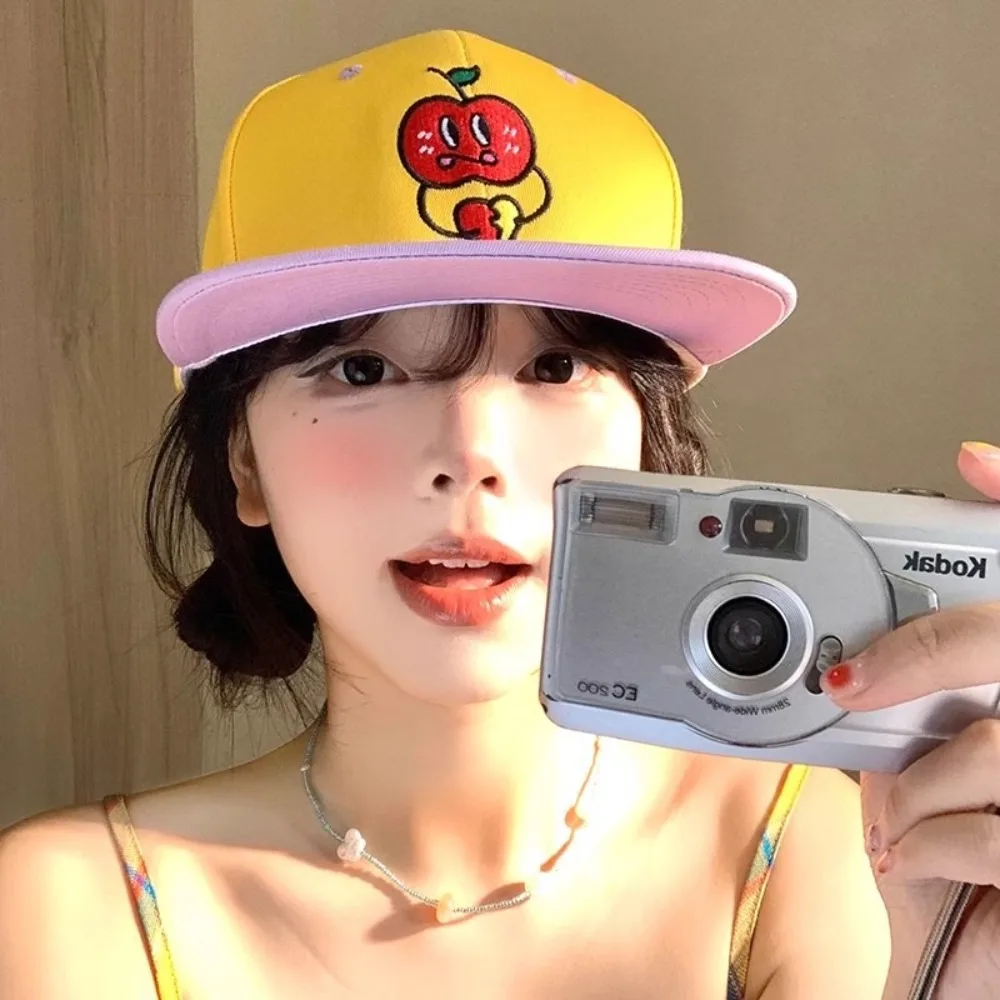 

Casual Cute Baseball Caps Embroidery Cartoon Peaked Caps Unisex Flat Brimmed Hip-hop Hat Outdoor