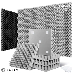 Recording Studio 6/12/24 Pcs, For Houses Music Studio KTV Absorcion Sound, High Density Self-Adhesive Soundproof Foam Panel
