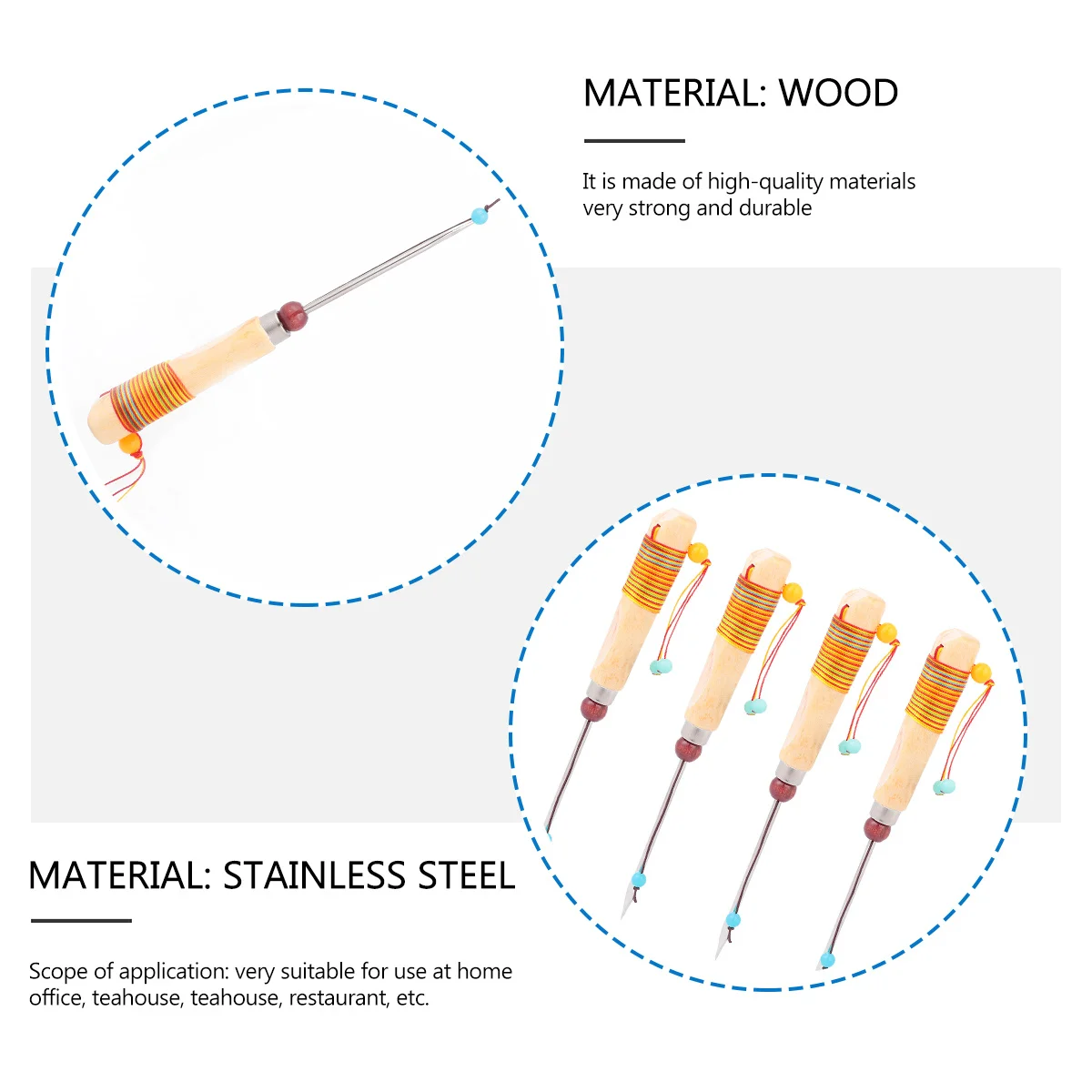 

4Pcs Tea Tools Set Stainless Steel Needle for Puer Tea Cake Brick Breaking Professional Carving Tool High-Density Ice