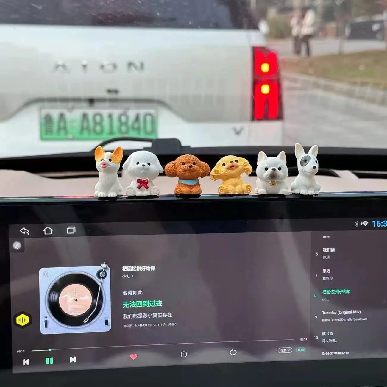 Car dashboard decoration cute puppy plush toy for car display screen electric vehicle accessories