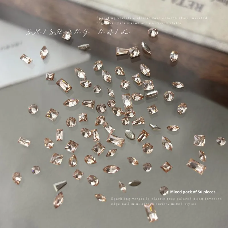 50pcs 3D Super Shiny Classic Rose Flat Back Zircon Nail Charms Marquise Drop Pear Cut DIY Press On Nail Art Accessories