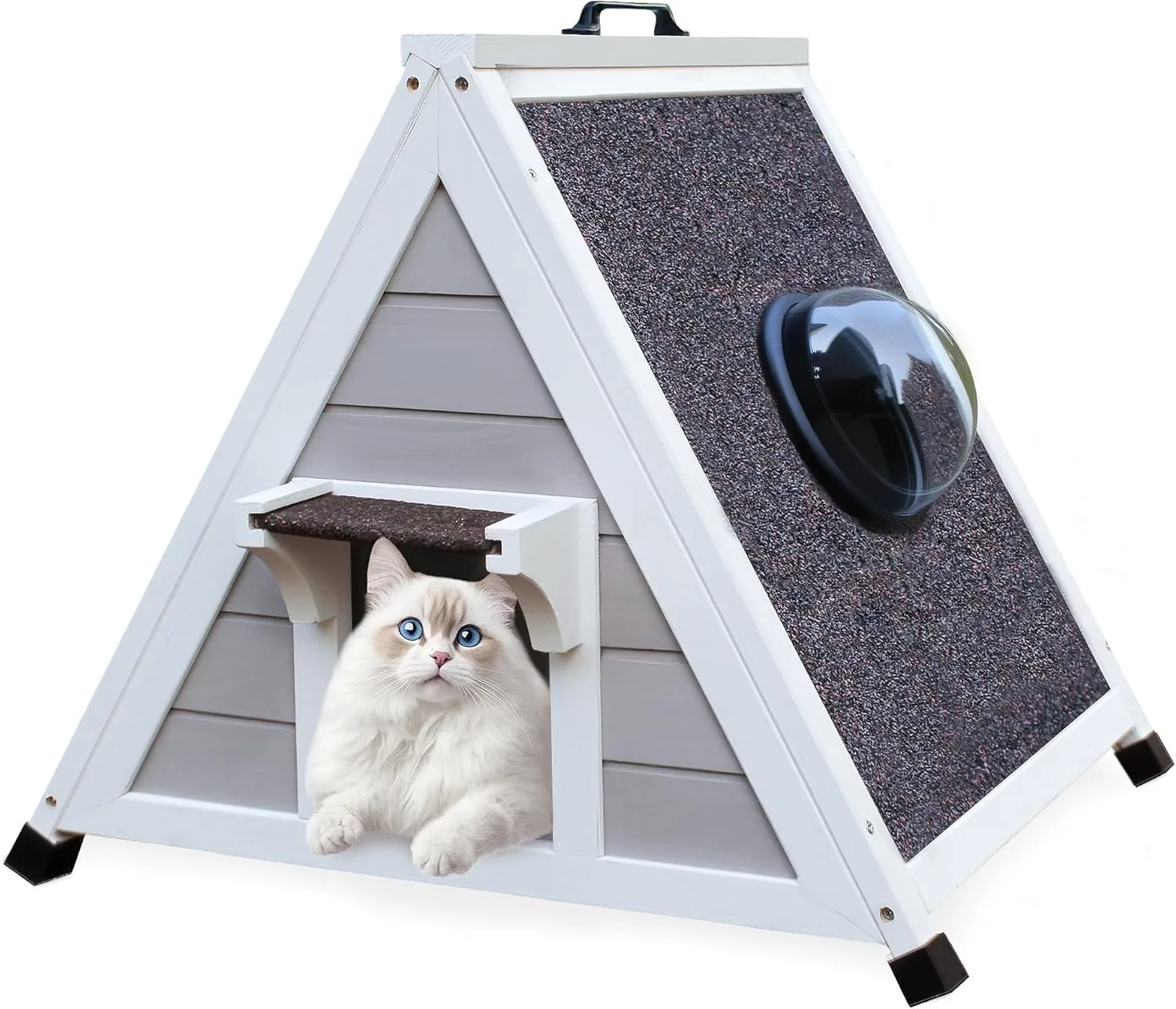 

Waterproof Outdoor Cat House for Large Cats Weather Resistant Wooden Shelter with Escape Door Insulated Pet Hut for Stray