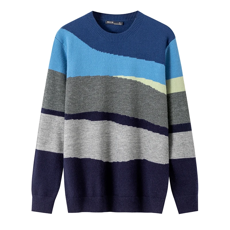 

Men's Faionable Knitwear Stripe Thi Warm Youthful Sle Autumn Winter Sweater round Ne Long Sve Slim Fit Casual Wear