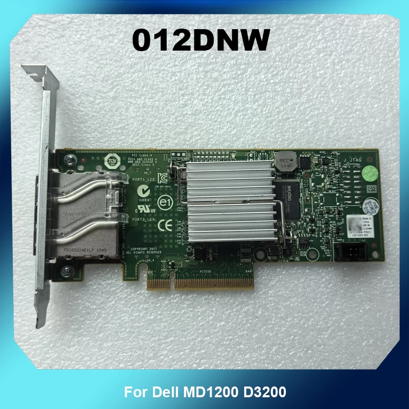 12DNW 012DNW H200E 6Gbps SAS HBA Card SFF-8088 External PCIe RAID Controller For Dell MD1200 D3200 Storage Enclosure