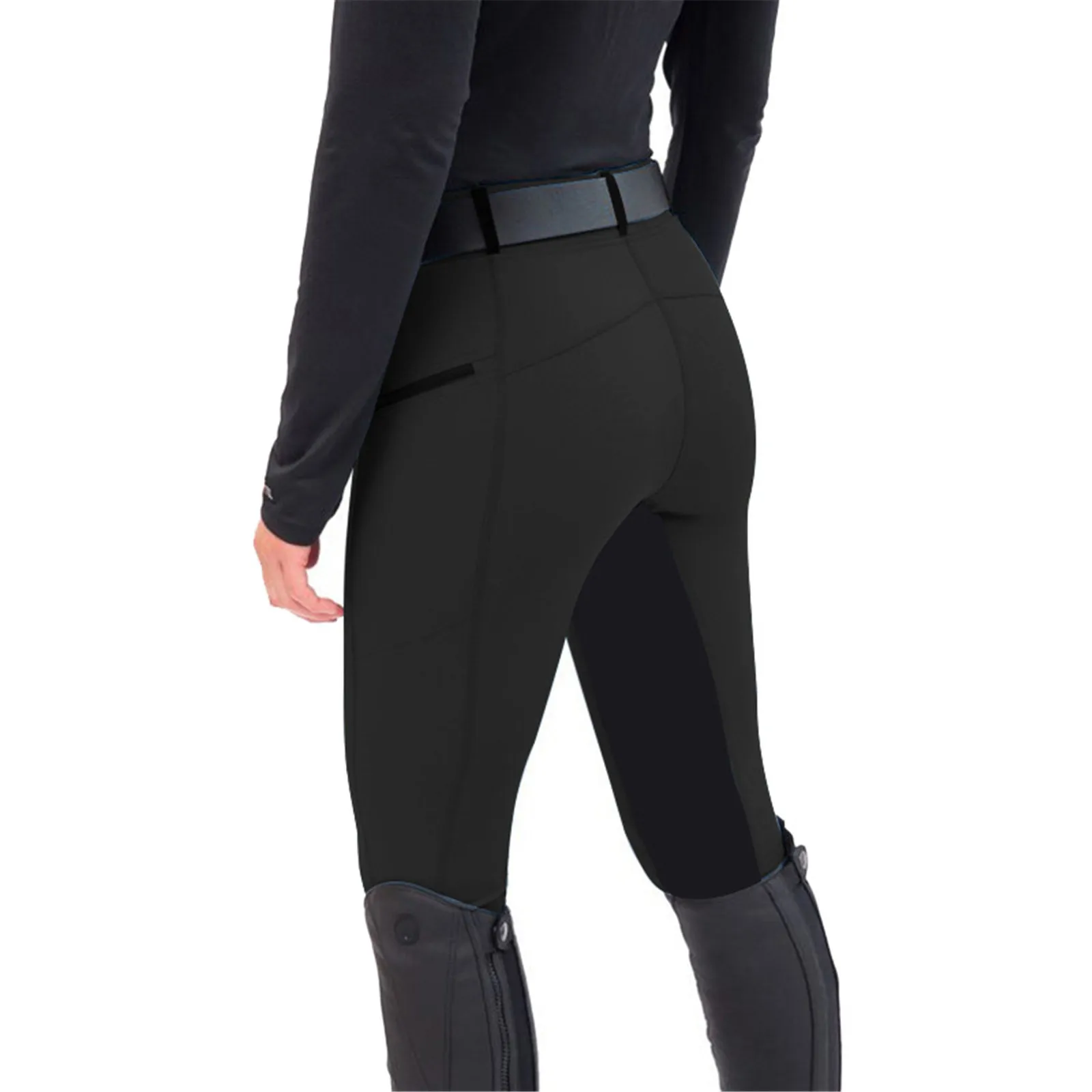 New women's fashionable equestrian pants slim fit solid color elastic splicing riding pants casual small leg pants