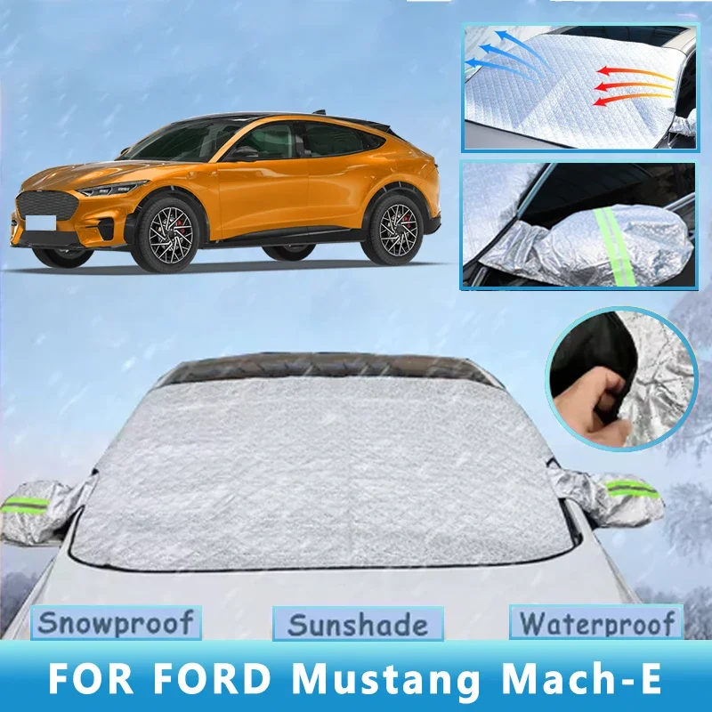 

Thickened Car Now Sunshade Windshield Cover With 5/9 Magnets UV Protection Anti Snow Sunlight For FORD Mustang Mach-E