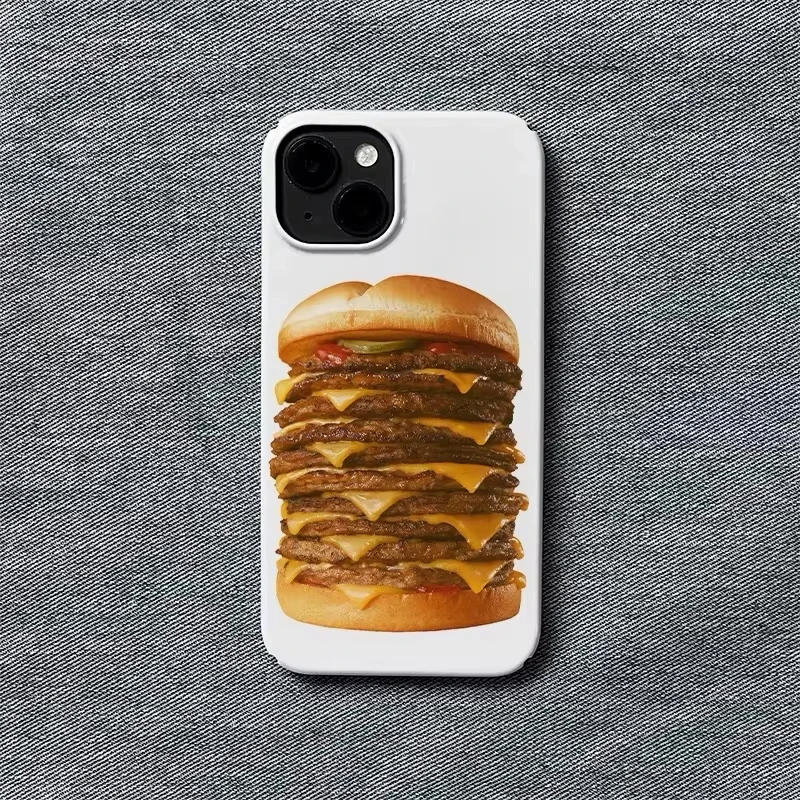 Coque de téléphone créative et amusante en forme de cheeseburger géant pour iPhone 18 17 Air 11 12 13 14 15 16 Pro Max, coque 15 Plus brillante et protectrice