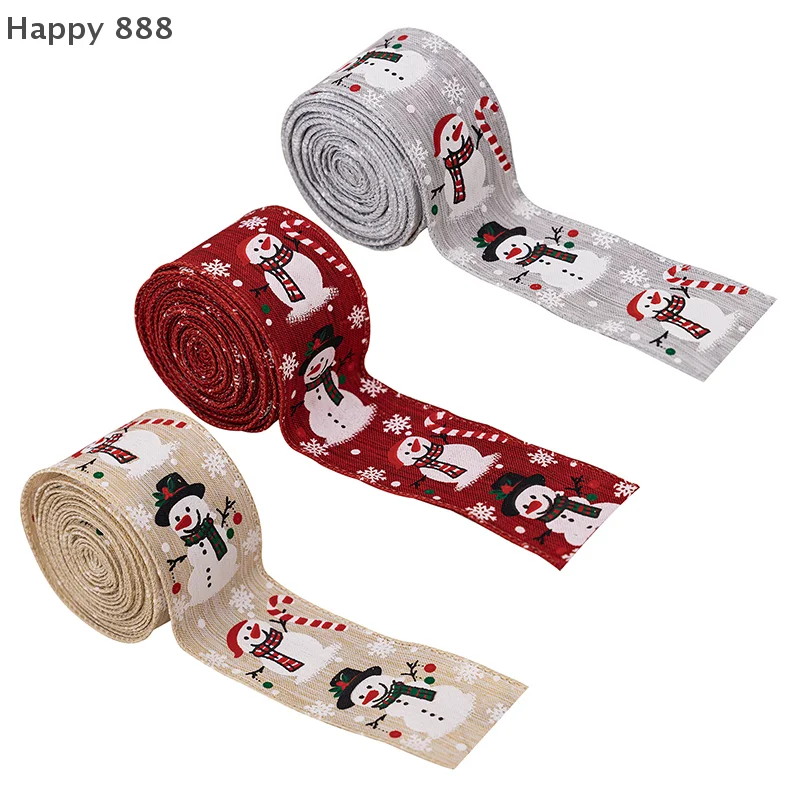 

Проводная рождественская лента с дизайном снеговика для деревьев, подарков, поделок, венков, гирлянд и бантов