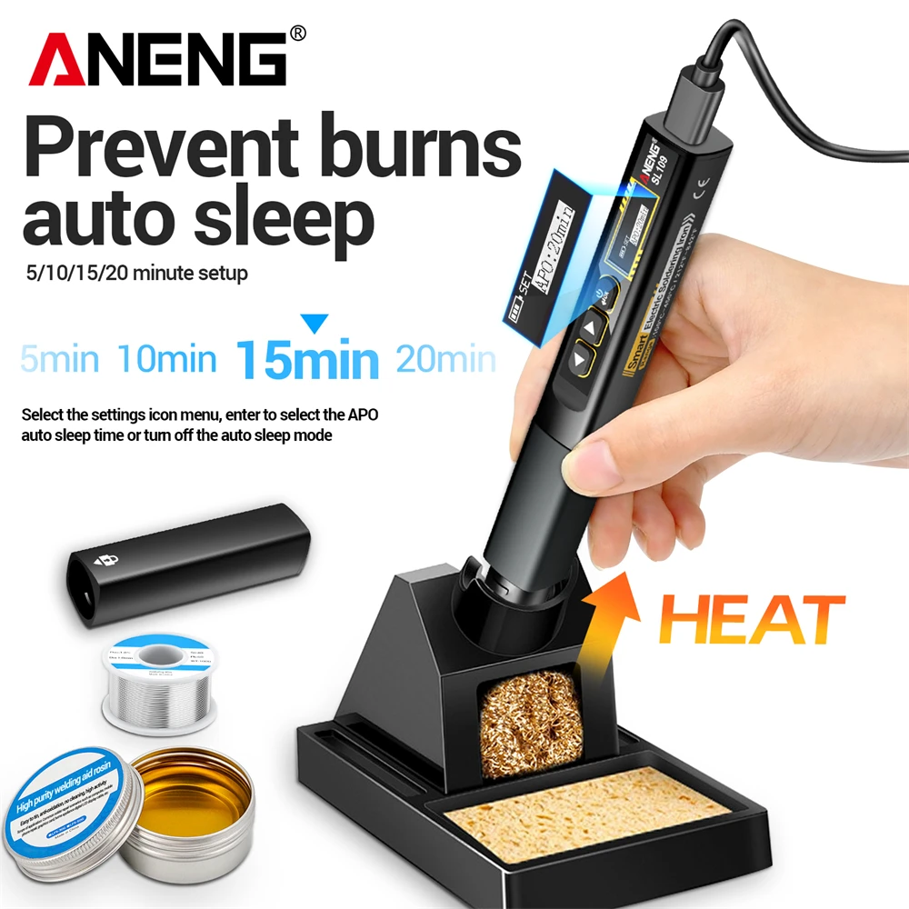 ANENG SL109 Rechargeable Soldering Iron 75W Adjustable Temperature 100℃-450℃ Electric Multimeter Voltage Tester Repair Welding
