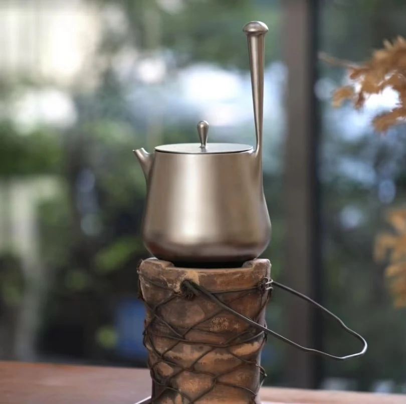 غلاية Dubhe من التيتانيوم، غلاية يدوية بالتنقيط، وعاء قهوة طويل وضيق مع مقبض مضاد للحرق، 1000 مل