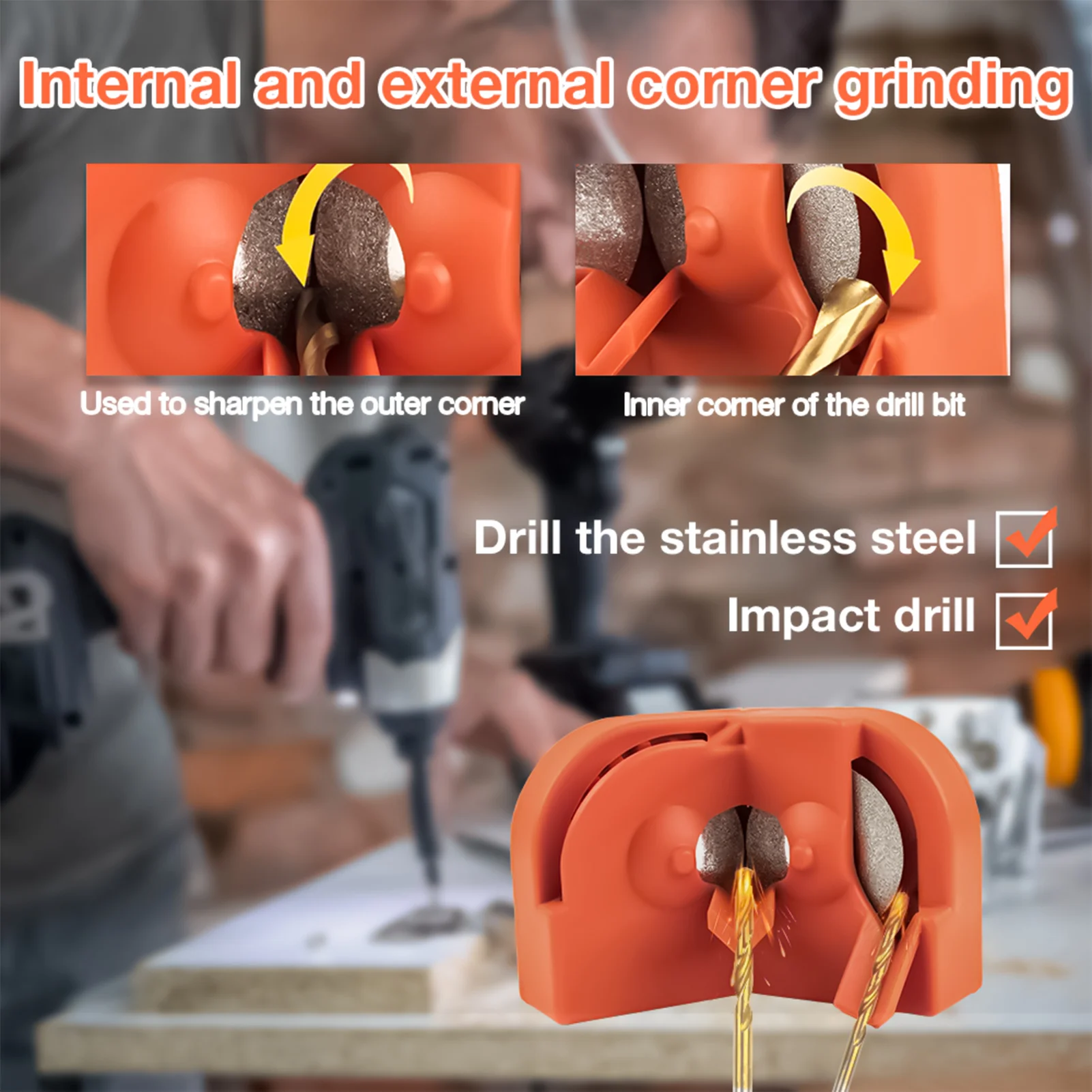 Drill Bit Sharpener Durable Grinding Blade Sharpening Stone Tool for Grinding and Sharpening UD88