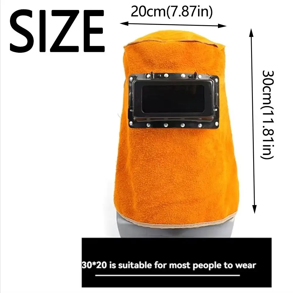 Maschera per casco per saldatura con lente aperta ribaltabile Cappuccio per saldatura in pelle traspirante durevole Resistente alla fiamma Resistente al calore