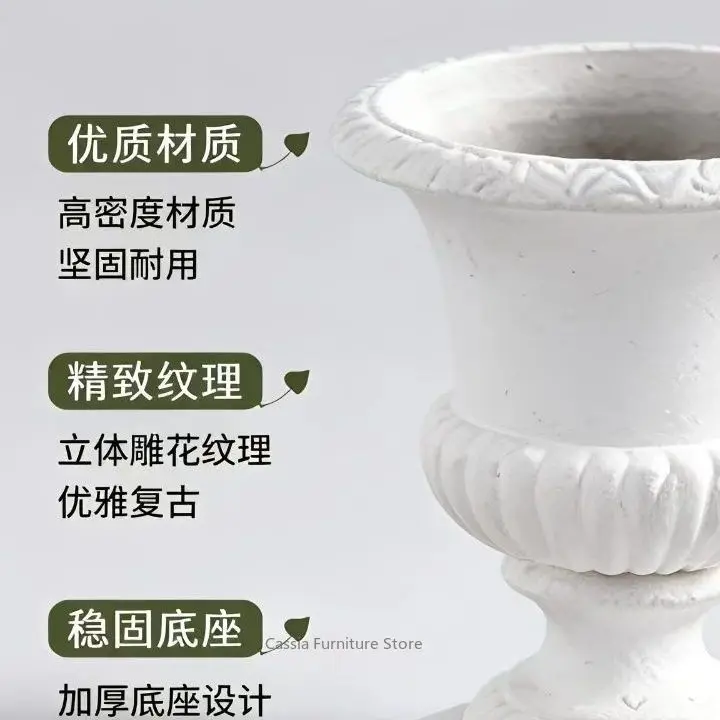 European Handmade Vintage Roman Planter for Cyclamen, Terracotta Pot for Root Growth, Self-Watering Container in Classic Style