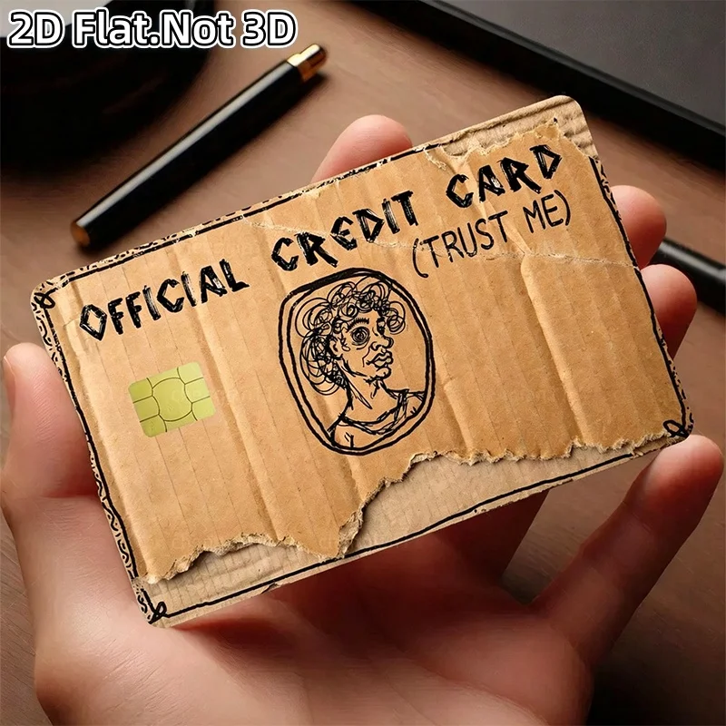 2D Funny Credit Card Sticker PVC Waterproof Debit Card Skin Novelty Design Debit Credit Card Sticker Cover Fits Gift