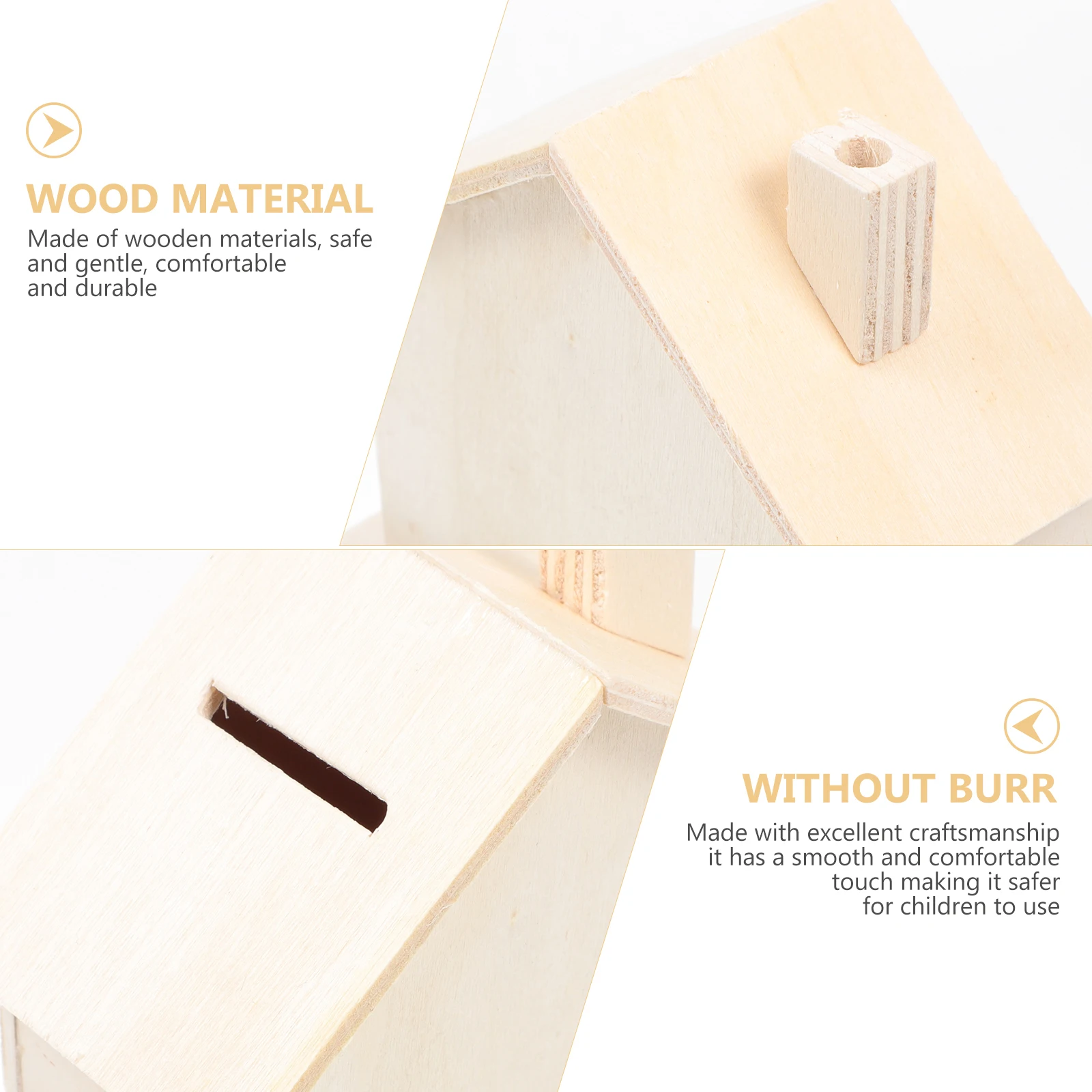 

3pcs Wooden Piggy Bank Diy Graffiti Unfinished Coin Bank Saving Box Creative 'S Change Container Home Decor Gift