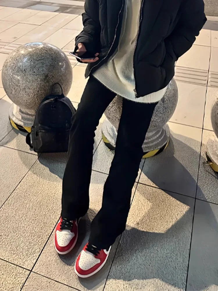 

Мужские облегающие джинсы Cleanfit Pure Bla, брюки Bootcut на подкладке, прямые брюки с эффектом высокой посадки на осень-зиму