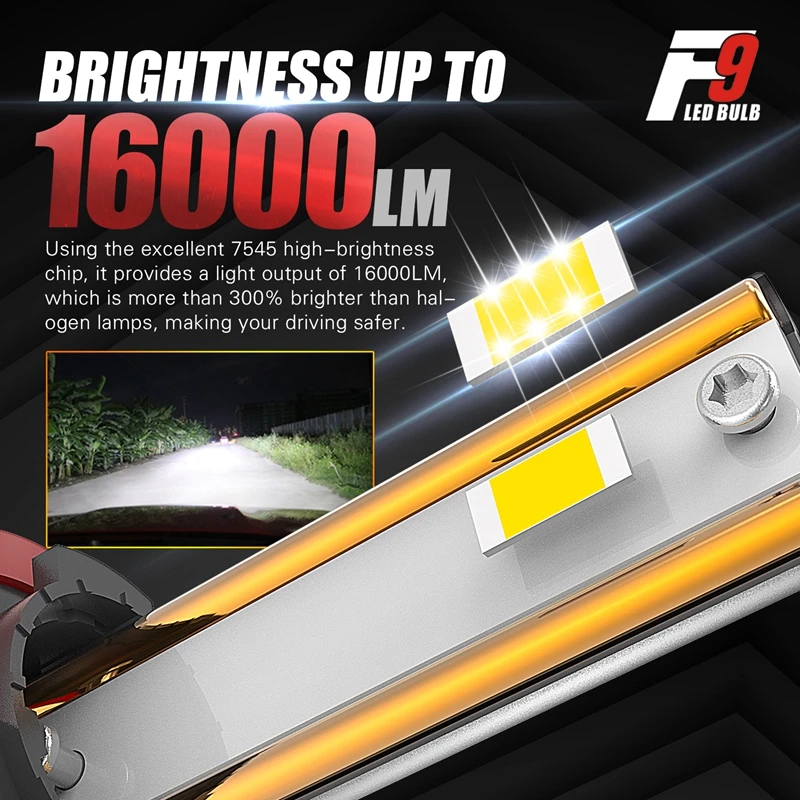 F9 180W 16000LM H7 LED Bulb LED H7 headlight kit Fog Light H4 H7 H8 H11 H1 9005 9012 Car LED Lamp LED Headlights Bulb